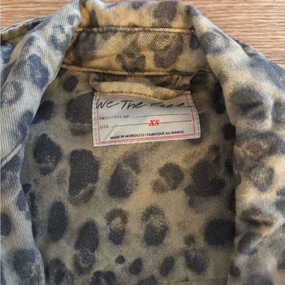 FREE PEOPLE We The Free Opal Swing Printed Denim Jacket - Leopard X-SMALL - Picture 9 of 13